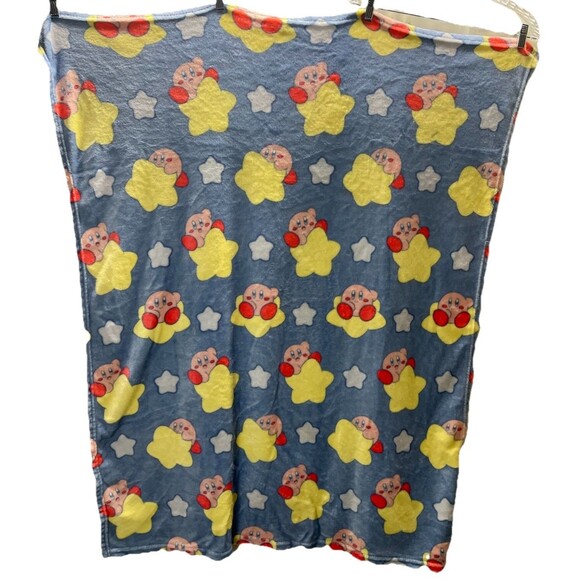 Kirby Plush Throw 40x50 Blanket Nintendo Blue Red Yellow Pink - Picture 1 of 4